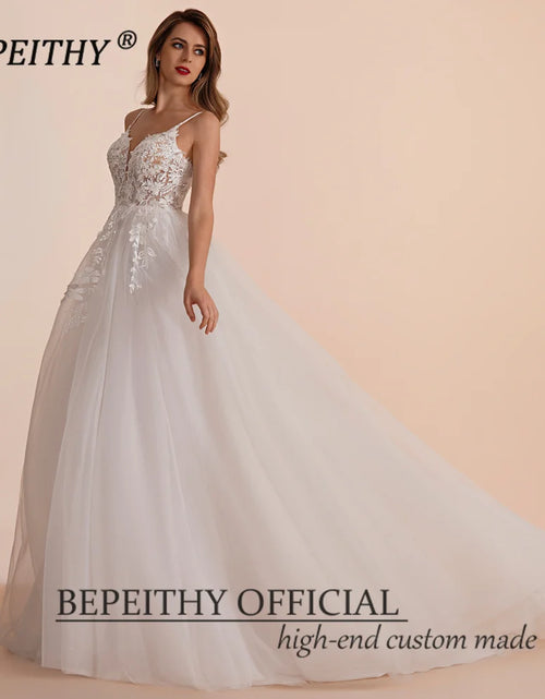 Load image into Gallery viewer, BEPEITHY Boho Ivory A Line Lace Wedding Dresses For Bride Women 2023 Sleeveless Floor Length Sexy Garden White Bridal Gown New
