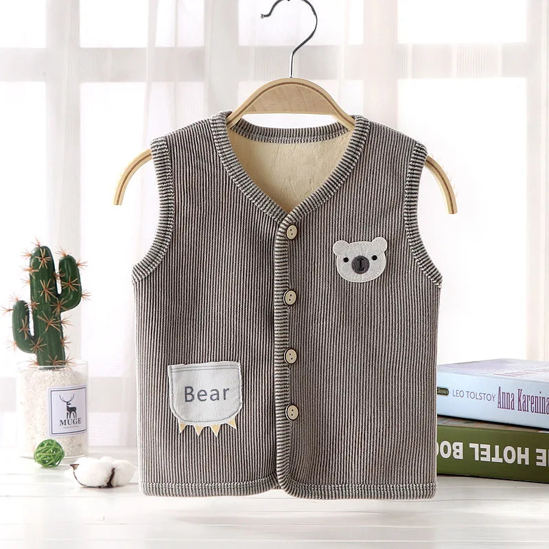 Kids Clothes Waistcoat Children's Vest  Boy Girl Thicken Velvet lining Keep Warm Jackets Vest Children's Clothing  Autumn Winter