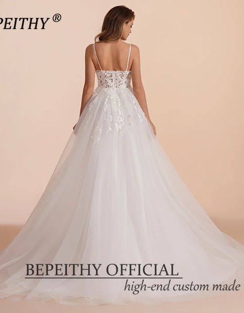 Load image into Gallery viewer, BEPEITHY Boho Ivory A Line Lace Wedding Dresses For Bride Women 2023 Sleeveless Floor Length Sexy Garden White Bridal Gown New
