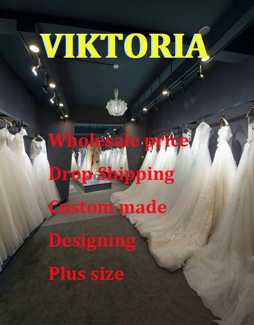 Load image into Gallery viewer, VIKTORIA Fashion Aline Wedding Dresses V-neck Custom-Made Court Train Appliques Sleeveless Robe De Mariée Engagement Plus
